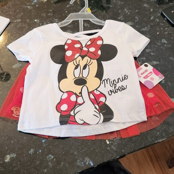 Disney Other - SALE NWT Disney Junior Minnie Mouse set. Shirt with tutu skirt Sz 18m